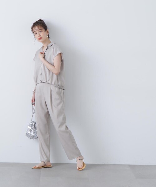 N.（N. Natural Beauty Basic）（エヌエヌナチュラルビューティーベーシック）の「◆カイキンシャツ麻調セットアップ（セットアップ・レディース・ブルー/グレイッシュベージュ/ブラウン・SMALL/MEDIUM）」の7枚目の写真