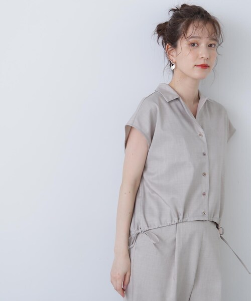 N.（N. Natural Beauty Basic）（エヌエヌナチュラルビューティーベーシック）の「◆カイキンシャツ麻調セットアップ（セットアップ・レディース・ブルー/グレイッシュベージュ/ブラウン・SMALL/MEDIUM）」の10枚目の写真