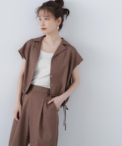 N.（N. Natural Beauty Basic）（エヌエヌナチュラルビューティーベーシック）の「◆カイキンシャツ麻調セットアップ（セットアップ・レディース・ブルー/グレイッシュベージュ/ブラウン・SMALL/MEDIUM）」の13枚目の写真
