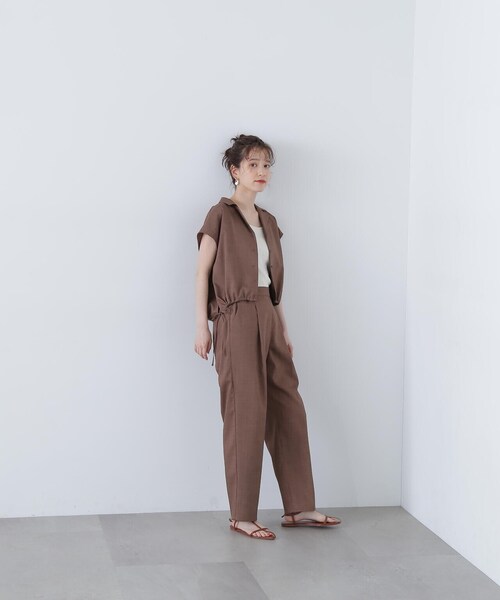 N.（N. Natural Beauty Basic）（エヌエヌナチュラルビューティーベーシック）の「◆カイキンシャツ麻調セットアップ（セットアップ・レディース・ブルー/グレイッシュベージュ/ブラウン・SMALL/MEDIUM）」の14枚目の写真