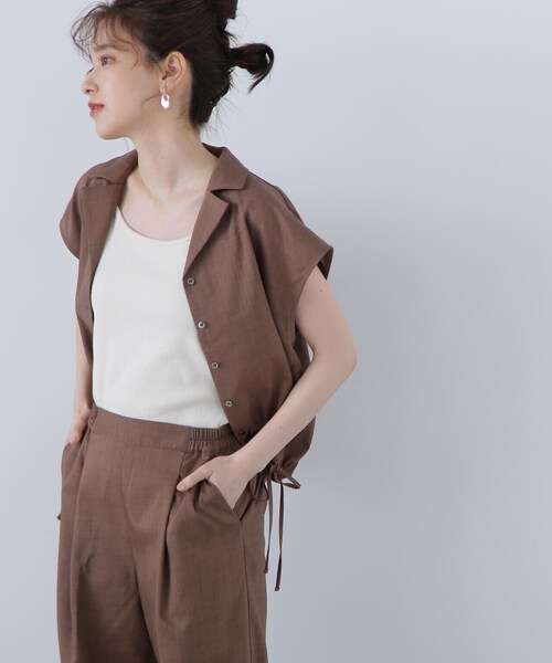 N.（N. Natural Beauty Basic）（エヌエヌナチュラルビューティーベーシック）の「◆カイキンシャツ麻調セットアップ（セットアップ・レディース・ブルー/グレイッシュベージュ/ブラウン・SMALL/MEDIUM）」の20枚目の写真