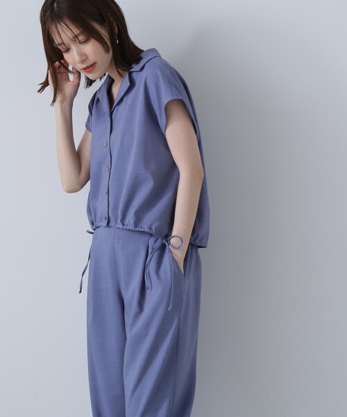N.（N. Natural Beauty Basic）（エヌエヌナチュラルビューティーベーシック）の「◆カイキンシャツ麻調セットアップ（セットアップ・レディース・ブルー/グレイッシュベージュ/ブラウン・SMALL/MEDIUM）」の3枚目の写真