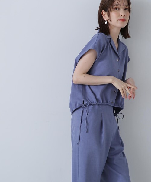 N.（N. Natural Beauty Basic）（エヌエヌナチュラルビューティーベーシック）の「◆カイキンシャツ麻調セットアップ（セットアップ・レディース・ブルー/グレイッシュベージュ/ブラウン・SMALL/MEDIUM）」の4枚目の写真