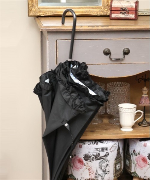 axes femme（アクシーズファム）の「ローズブーケ柄晴雨兼用長傘（長傘・レディース・キナリ/ブラック・FREE）」の2枚目の写真