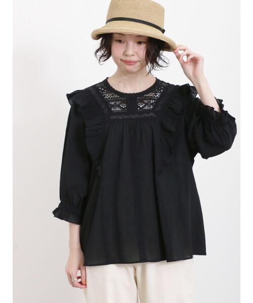 Samansa Mos2(サマンサ モスモス)の「肩フリルレースブラウス(シャツ/ブラウス・レディース・オフホワイト/ブラック/ベージュ・F)」の3枚目の写真