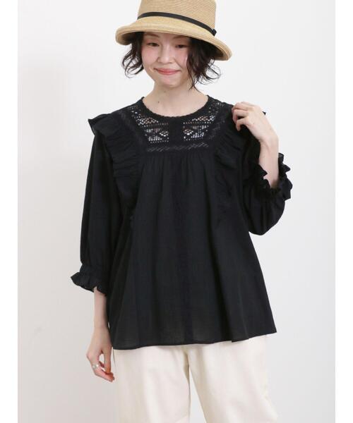 Samansa Mos2(サマンサ モスモス)の「肩フリルレースブラウス(シャツ/ブラウス・レディース・オフホワイト/ブラック/ベージュ・F)」の12枚目の写真
