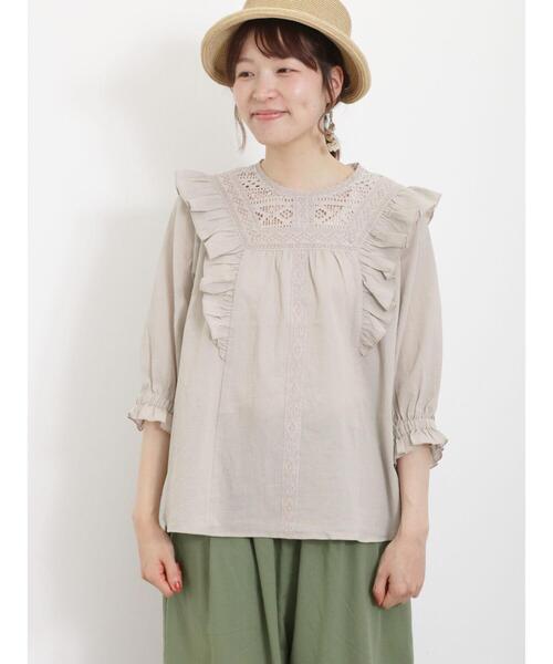 Samansa Mos2(サマンサ モスモス)の「肩フリルレースブラウス(シャツ/ブラウス・レディース・オフホワイト/ブラック/ベージュ・F)」の15枚目の写真