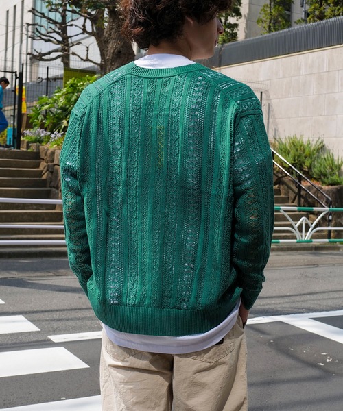 TCSS（ティーシーエスエス）の「CARDIGAN/Critical Slide(クリティカルスライド)TCSSワンポイントブランドロゴサマーニットメッシュカーディガン（カーディガン/ボレロ・メンズ・グリーン/ブラック/イエロー/インディゴブルー・MEDIUM/LARGE/X-LARGE）」の18枚目の写真