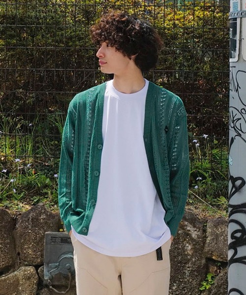 TCSS（ティーシーエスエス）の「CARDIGAN/Critical Slide(クリティカルスライド)TCSSワンポイントブランドロゴサマーニットメッシュカーディガン（カーディガン/ボレロ・メンズ・グリーン/ブラック/イエロー/インディゴブルー・MEDIUM/LARGE/X-LARGE）」の16枚目の写真