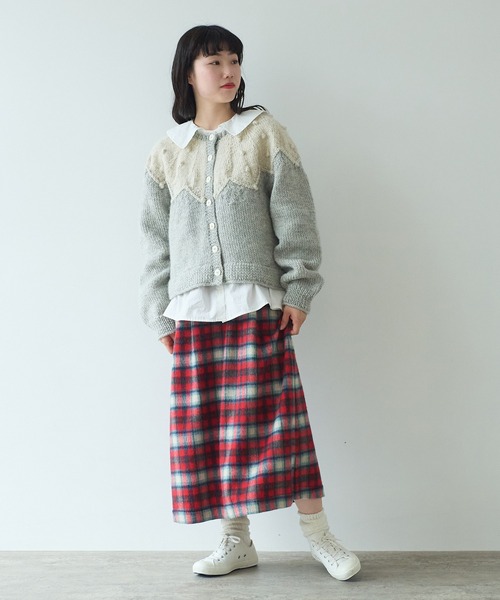 【タグ付】ビュルデサボン　ニットカーディガン　ハンドニット　ネパール製　手編み AMBIDEX Store △〇ネパールハンドニット ジグザグ求心