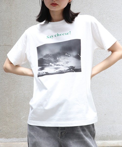 UNIT CHEST（ユニットチェスト）の「【UNIT CHEST】unique unisex T-shirt　Say Cheese！ by相武えつ子（Tシャツ/カットソー・メンズ・ホワイト/ホワイト系その他・L/M/S）」の2枚目の写真