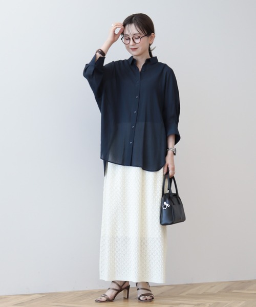AMERICAN HOLIC(アメリカンホリック)の「接触冷感5分袖変形ドルマンシアーシャツ(シャツ/ブラウス・レディース・オフホワイト/グリーン/ネイビー/サックスブルー・M/L)」の16枚目の写真