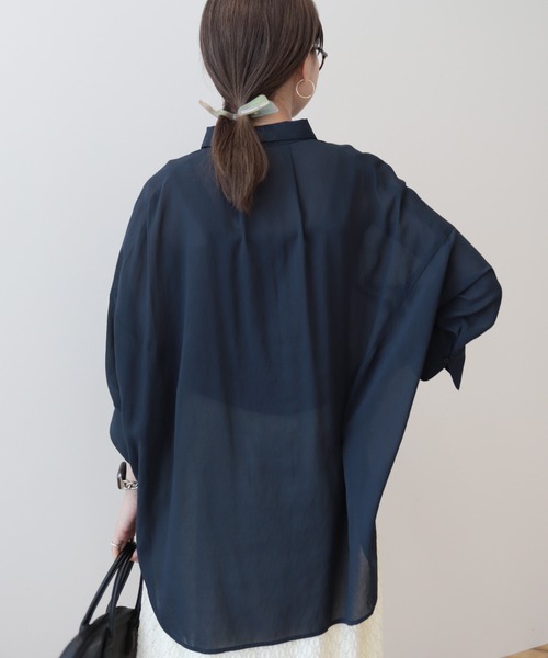 AMERICAN HOLIC(アメリカンホリック)の「接触冷感5分袖変形ドルマンシアーシャツ(シャツ/ブラウス・レディース・オフホワイト/グリーン/ネイビー/サックスブルー・M/L)」の20枚目の写真