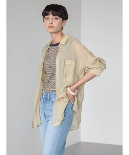 AMERICAN HOLIC(アメリカンホリック)の「シアーCOOLポケット付きルーズシャツ(シャツ/ブラウス・レディース・ライトベージュ/ストライプ/ブラウン・M/L)」の15枚目の写真
