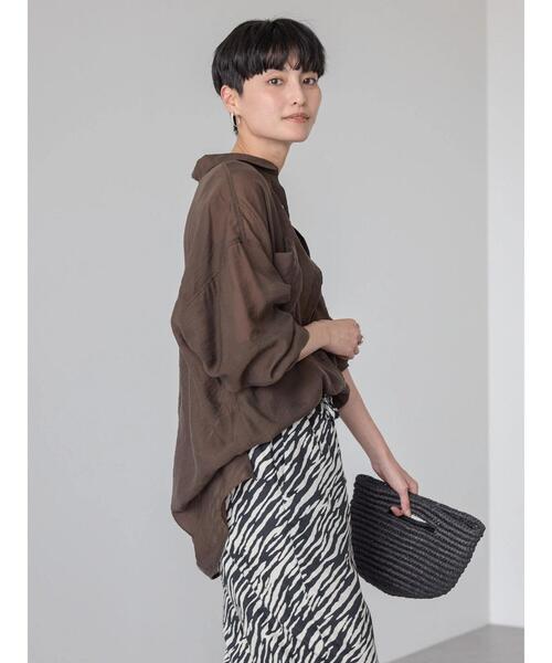 AMERICAN HOLIC(アメリカンホリック)の「シアーCOOLポケット付きルーズシャツ(シャツ/ブラウス・レディース・ライトベージュ/ストライプ/ブラウン・M/L)」の21枚目の写真