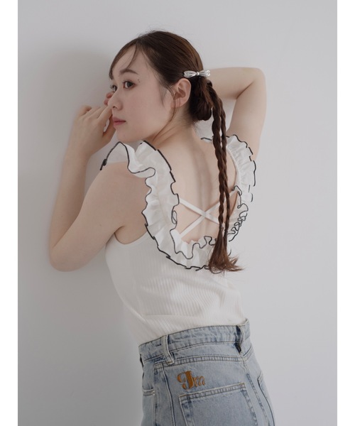 jumelle（ジュメロ）の「frill ribcami top（タンクトップ・レディース・アイボリー・FREE）」の2枚目の写真