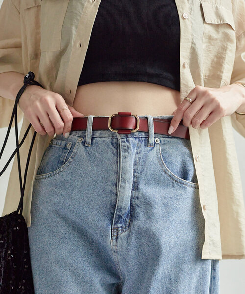 Thevon（ゼボン）の「本革スクエアバックルベルト（ベルト・レディース・ブラック/ダークブラウン・FREE）」の2枚目の写真