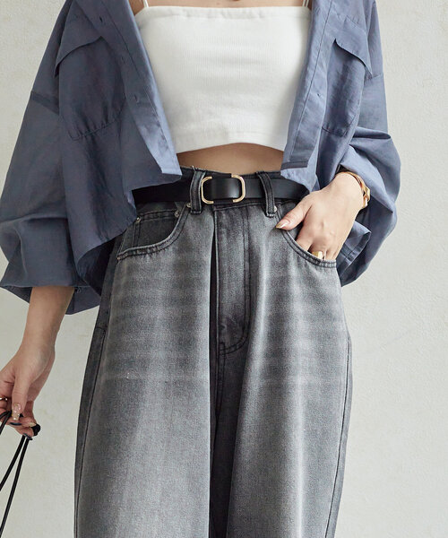 Thevon（ゼボン）の「本革スクエアバックルベルト（ベルト・レディース・ブラック/ダークブラウン・FREE）」の5枚目の写真