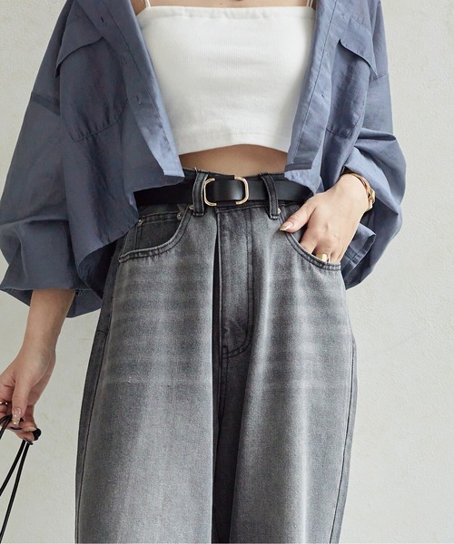 Thevon（ゼボン）の「本革スクエアバックルベルト（ベルト・レディース・ブラック/ダークブラウン・FREE）」の3枚目の写真