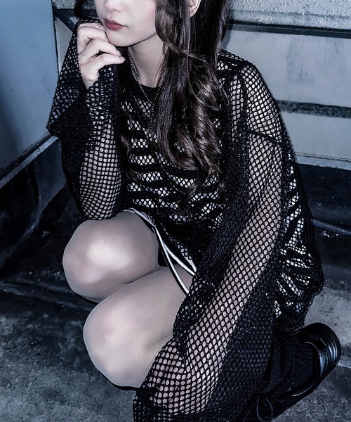 ダメージ加工 レイヤード ロング丈 ボーダー タンクトップ＋