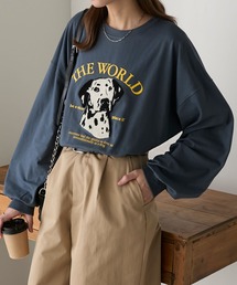 BONLECILL | DOGサガラ刺繍×プリントオーバーロンTEE(Tシャツ/カットソー)