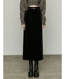 EMODA | 【WEB限定】ハイウエストベルトベロアスカート(スカート)