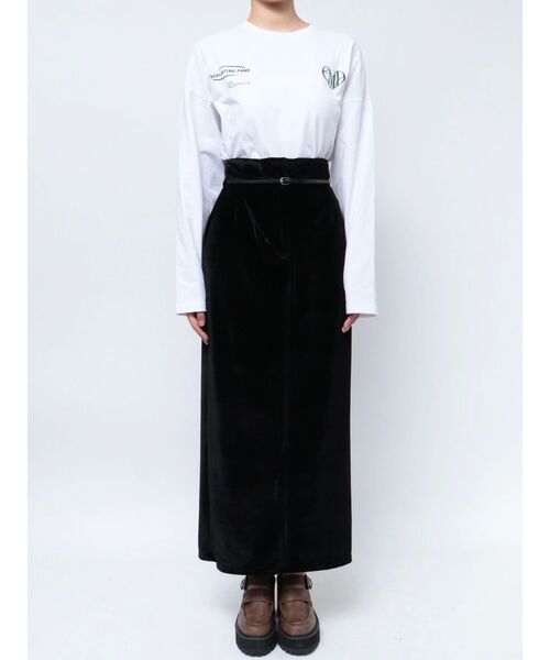 aereベロアスカート high-waist velours skirt -made in Japan - | aéré