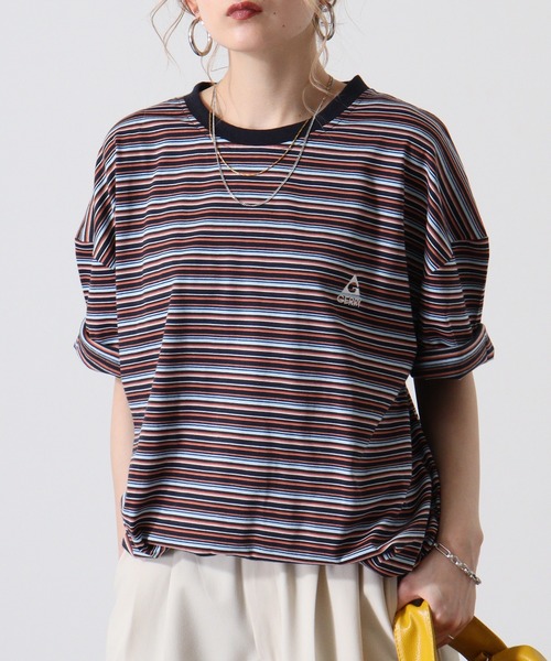 GERRY(ジェリー)の「GERRY ワンポイント刺繍 ボーダー 半袖 Tシャツ(Tシャツ/カットソー・メンズ・サックスブルー/ホワイト/ネイビー・L/M/LL)」の1枚目の写真