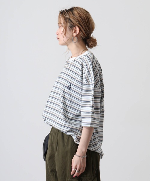 GERRY(ジェリー)の「GERRY ワンポイント刺繍 ボーダー 半袖 Tシャツ(Tシャツ/カットソー・メンズ・サックスブルー/ホワイト/ネイビー・L/M/LL)」の5枚目の写真