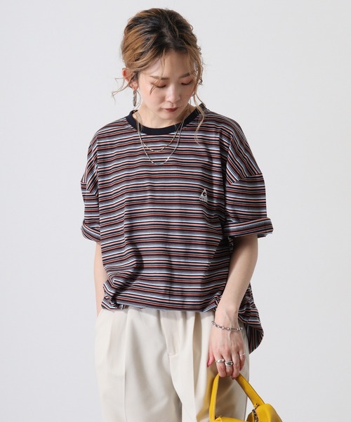 GERRY(ジェリー)の「GERRY ワンポイント刺繍 ボーダー 半袖 Tシャツ(Tシャツ/カットソー・メンズ・サックスブルー/ホワイト/ネイビー・L/M/LL)」の12枚目の写真