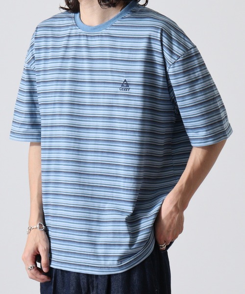 GERRY(ジェリー)の「GERRY ワンポイント刺繍 ボーダー 半袖 Tシャツ(Tシャツ/カットソー・メンズ・サックスブルー/ホワイト/ネイビー・L/M/LL)」の19枚目の写真