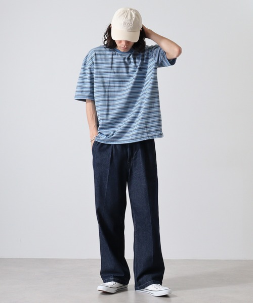 GERRY(ジェリー)の「GERRY ワンポイント刺繍 ボーダー 半袖 Tシャツ(Tシャツ/カットソー・メンズ・サックスブルー/ホワイト/ネイビー・L/M/LL)」の21枚目の写真
