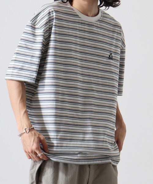 GERRY(ジェリー)の「GERRY ワンポイント刺繍 ボーダー 半袖 Tシャツ(Tシャツ/カットソー・メンズ・サックスブルー/ホワイト/ネイビー・L/M/LL)」の9枚目の写真