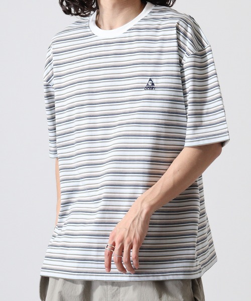 GERRY(ジェリー)の「GERRY ワンポイント刺繍 ボーダー 半袖 Tシャツ(Tシャツ/カットソー・メンズ・サックスブルー/ホワイト/ネイビー・L/M/LL)」の8枚目の写真
