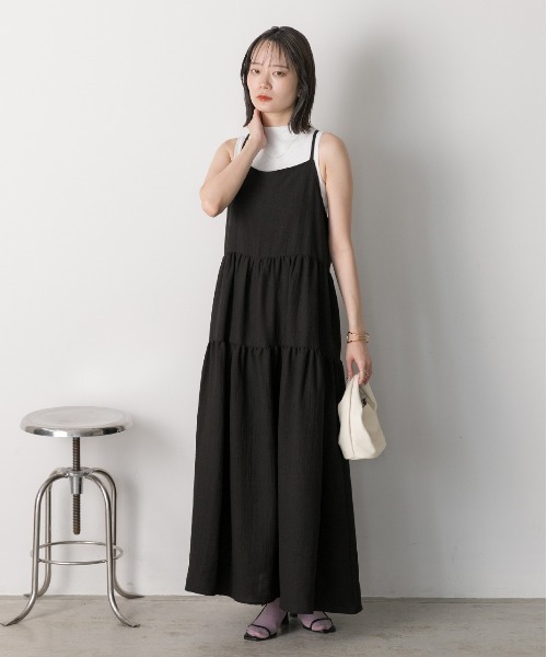 ad thie(アドティエ)の「バックリボン ティアードキャミワンピース(ワンピース・レディース・オレンジ/オフホワイト/ブラック・FREE)」の9枚目の写真
