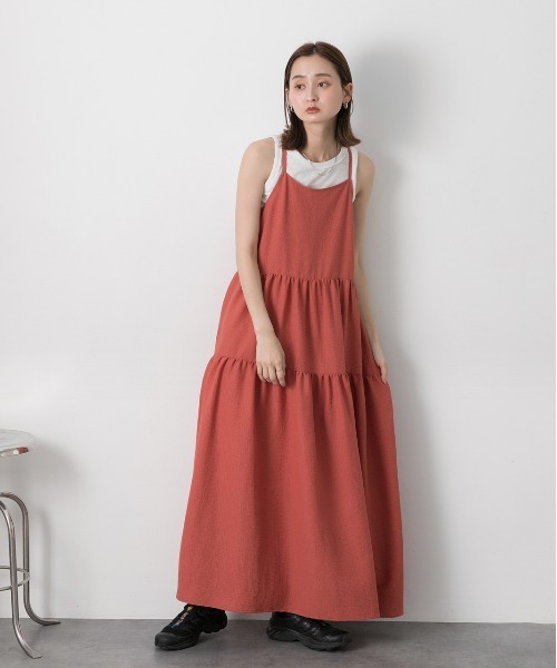 ad thie(アドティエ)の「バックリボン ティアードキャミワンピース(ワンピース・レディース・オレンジ/オフホワイト/ブラック・FREE)」の21枚目の写真