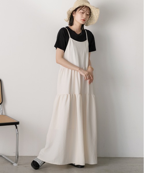 ad thie(アドティエ)の「バックリボン ティアードキャミワンピース(ワンピース・レディース・オレンジ/オフホワイト/ブラック・FREE)」の7枚目の写真