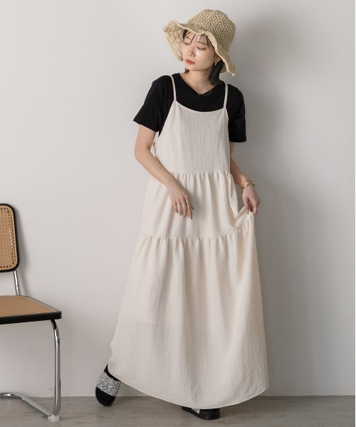 ad thie(アドティエ)の「バックリボン ティアードキャミワンピース(ワンピース・レディース・オレンジ/オフホワイト/ブラック・FREE)」の8枚目の写真