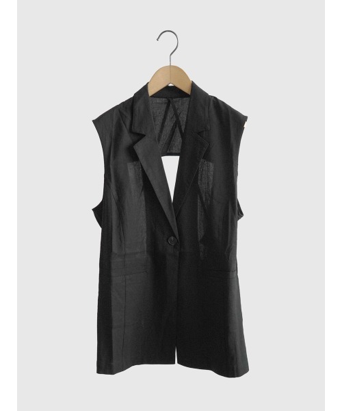 FIKA.（フィーカ）の「Back open gilet（ベスト・レディース・ベージュ/アイボリー/ブラック・MEDIUM）」の6枚目の写真