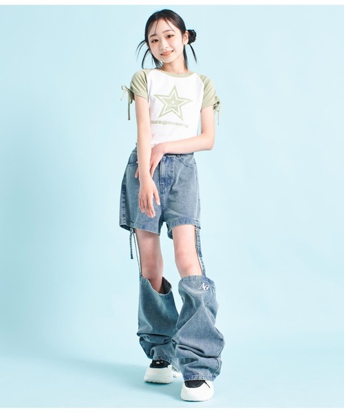 ANAP GiRL(アナップガール)の「2WAYデザインワイドデニムパンツ(デニムパンツ・キッズ・ブルー/ブラック・XS/S/M)」の22枚目の写真