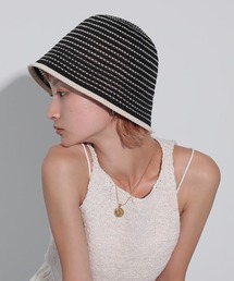 Monocoro toppi（モノコロトッピ）の「手編み ストライプ バケット ハット（ハット）」