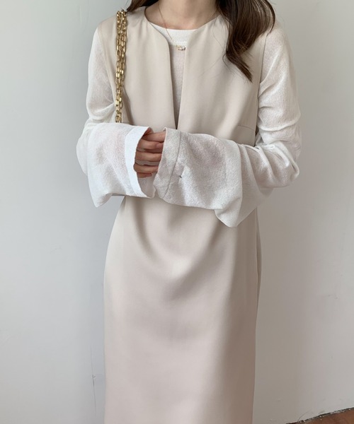 ABITOKYO（アビトーキョー）の「スキッパーロングジャンパースカート（ワンピース・レディース・ネイビー/ベージュ/モカ/ピンク/グリーン/ダークブラウン/カーキ/ブルーグレー/ブラック/アイボリー・L/M/S）」の6枚目の写真