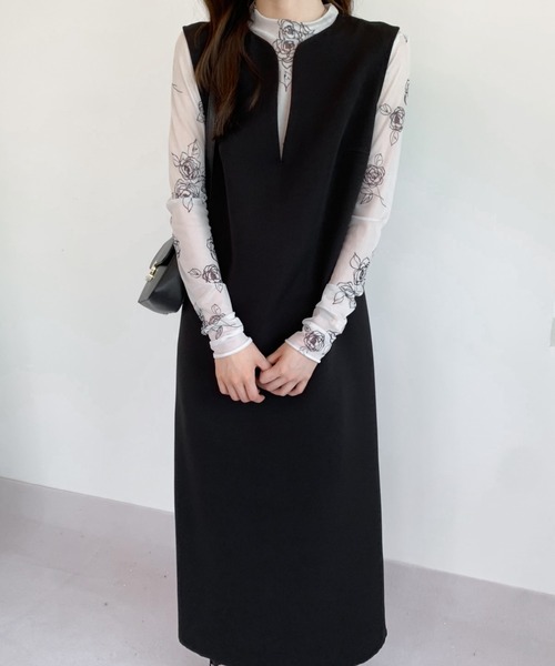 ABITOKYO（アビトーキョー）の「スキッパーロングジャンパースカート（ワンピース・レディース・ネイビー/ベージュ/モカ/ピンク/グリーン/ダークブラウン/カーキ/ブルーグレー/ブラック/アイボリー・L/M/S）」の22枚目の写真