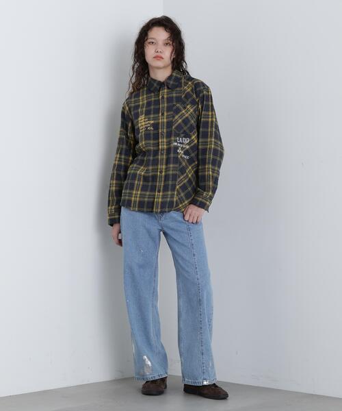 AVIREX(アヴィレックス)の「CHEMICAL WASH CHECK SHIRT/ケミカルウォッシュ チェックシャツ(シャツ/ブラウス・レディース・イエロー/オレンジ/モスグリーン・M/S)」の17枚目の写真