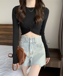 THISIS | ツイストデザイン クロップドニットトップス(ニット/セーター)