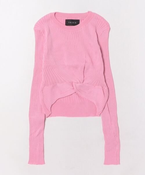 THISIS(ディスイズ)の「ツイストデザイン クロップドニットトップス(ニット/セーター・レディース・ピンク/ホワイト/ミント/オレンジ/ブラック/ブルー・FREE)」の11枚目の写真