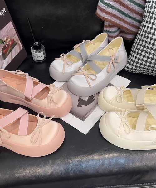 セール】リボン付き 厚底 バレエシューズ（バレエシューズ