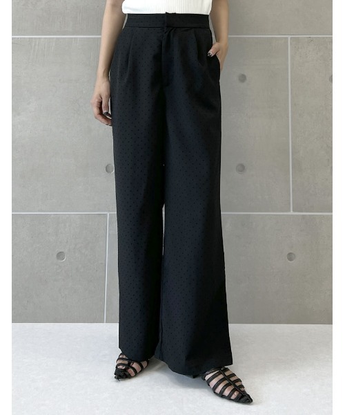 Re:EDIT（リエディ）の「[低身長/高身長サイズ有]フロッキードットカットクレープパンツ（その他パンツ・レディース・ブラック/アイボリー・SHORT/MEDIUM/TALL/LARGE）」の9枚目の写真
