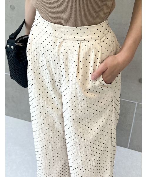 Re:EDIT（リエディ）の「[低身長/高身長サイズ有]フロッキードットカットクレープパンツ（その他パンツ・レディース・ブラック/アイボリー・SHORT/MEDIUM/TALL/LARGE）」の19枚目の写真