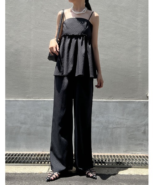 Re:EDIT（リエディ）の「[低身長/高身長サイズ有]フロッキードットカットクレープパンツ（その他パンツ・レディース・ブラック/アイボリー・SHORT/MEDIUM/TALL/LARGE）」の7枚目の写真